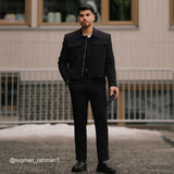 Men's Casual British Cropped Lapel Slim Jacket