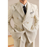 Italian Double-breasted Striped Business Casual Blazer