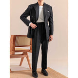 Italian Style Double Button Striped Suit Trousers
