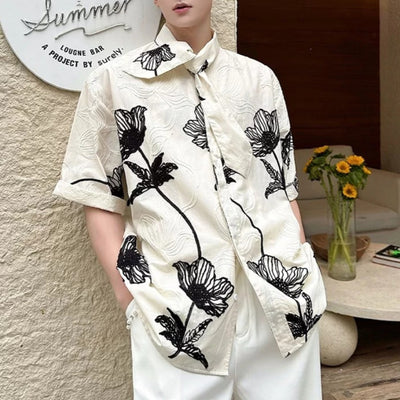 3D Jacquard Embroidery Bowtie Design Short-Sleeve Shirt