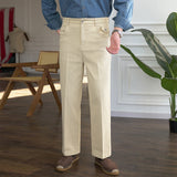 Men's Vintage Jeans Straight Leg Washed Cotton Casual Pants