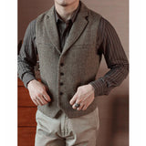 Men's Wool Slim-fit Suit Collar Vest