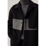 Double-faced Wool Loose-fitting Color-blocked Wool Coat