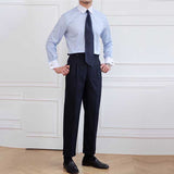Blue Striped Long Sleeve Shirt French Cufflinks Slim Fit Shirt