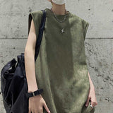 Casual Solid Color Sleeveless Tank T-Shirt