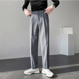 Men's Casual Trousers Drape Wide-leg Trousers Solid Color Straight-leg Trousers