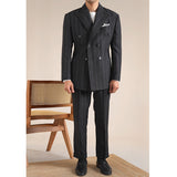 Italian Double-breasted Striped Business Casual Blazer