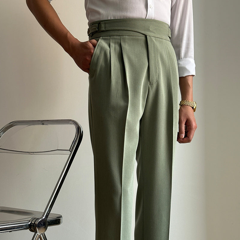 Vintage Drawstring Adjustable Button Straight Leg Pants chicoud Vintage Drawstring Adjustable Button Straight Leg Pants chicoud