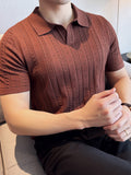 Thin Ice Silk Hollow Knit Polo Shirt