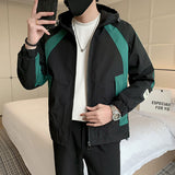Men's Casual Loose Contrast Patchwork Hooded Jacket
