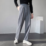 Men's Casual Trousers Drape Wide-leg Trousers Solid Color Straight-leg Trousers