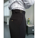 Drape High Waist Straight Vintage Trousers