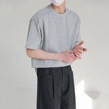 Round Neck Structured Clear Lines Loose T-shirt