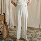 Linen-Lyocell High-Waisted Loose-Fit Trousers