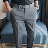 Men's British Business Slim Solid Color Casual Suit Pants