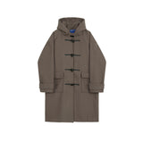 Casual Hooded Lapel Horn Button Loose Windbreaker