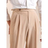 Summer Breathable Italian Double Pleated Naples Straight Trousers