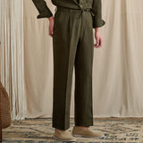 Breathable Linen High-Waisted Elastic-Waist Casual Pants