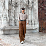 Men's Loose Retro Straight Leg Suit Trousers
