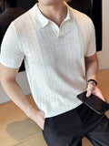 Thin Ice Silk Hollow Knit Polo Shirt