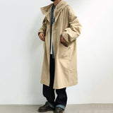 Men's Japanese Retro Hooded Coat, Over-the-knee Long Jacket, Streetwear Windbreaker