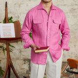 Men's Linen Long Sleeve Shirt British Style Breathable Slim Fit Casual