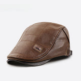 Warm Short Brim PU Leather Beret