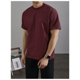 Men's Premium Breathable T-Shirt Soft Solid Color Crew Neck Casual Tee