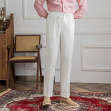 Men's Business Casual High Waisted Pants Slim Fit Trousers
