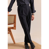 Summer Breathable Italian Double Pleated Naples Straight Trousers