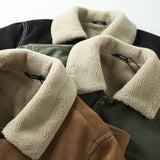 Men's Faux Sherpa Lined Jacket, Vintage Warm Winter Coat, Retro Casual Fleece Outerwear