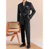 Italian Double-breasted Striped Business Casual Blazer