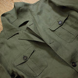 POLO Collar Unstructured Linen Solid American Jacket