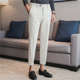 Men's British Business Slim Solid Color Casual Suit Pants