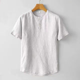 Casual Linen Stand-Collar T-Shirt