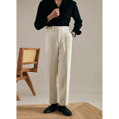 Drape Straight Double Pleat Suit Trousers