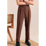 Summer Breathable Italian Double Pleated Naples Straight Trousers