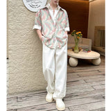 Faux Two-Piece Style Short-Sleeve Printed Shirt