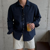 Loose-Fit Long-Sleeve Linen Shirt
