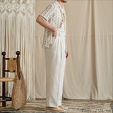 Linen-Lyocell High-Waisted Loose-Fit Trousers