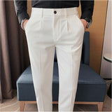 Mens Slim Fit Business Nine Point Casual Pants