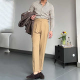 Drape High Waist Straight Vintage Trousers