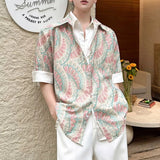 Faux Two-Piece Style Short-Sleeve Printed Shirt