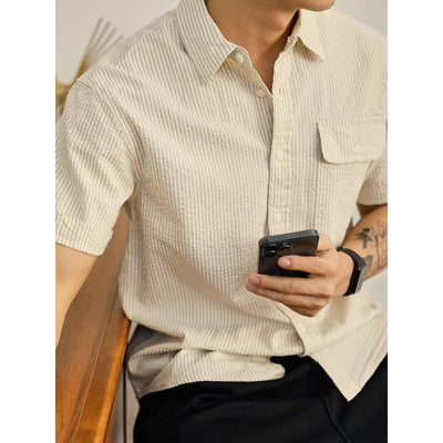 Men's Striped Short-sleeved Shirt