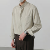 Stand Collar Long Sleeve Casual Shirt