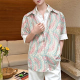 Faux Two-Piece Style Short-Sleeve Printed Shirt