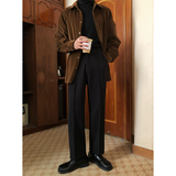 Men's Retro Mid-waist Casual Straight-leg Loose Suit Pants