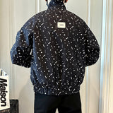 Men's Casual Stand Collar Printed Loose Jacket