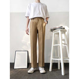 Retro Casual Elastic Waist Drape Trousers Straight Leg Loose Trousers
