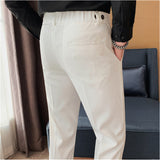 Mens Slim Fit Business Nine Point Casual Pants